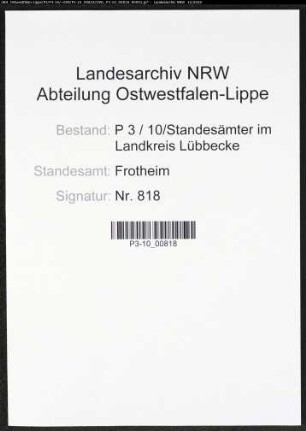 Sterberegister Standesamt Frotheim