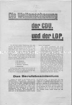 Propagandaflugblatt der SED in Auseinandersetzung mit CDU und LDPD im Vorfeld der Wahlen 1946