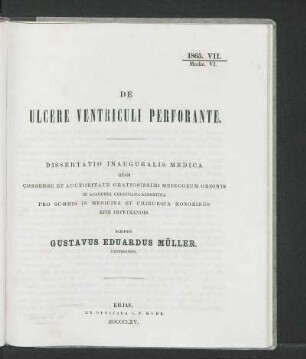 De Ulcere Ventriculi Perforante.