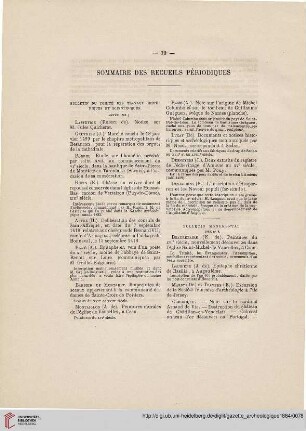 Sommaire des recueils périodiques