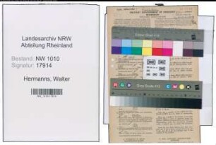 Entnazifizierung Walter Hermanns , geb. 09.05.1893 (Bahnsekretaer)