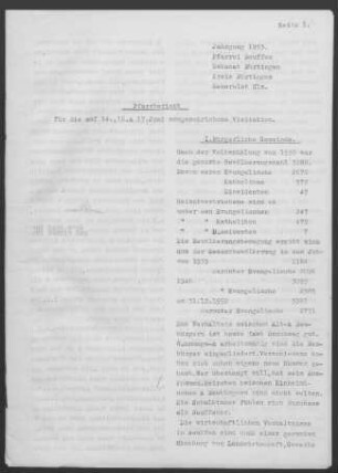 Neuffen: Pfarrbericht 1953