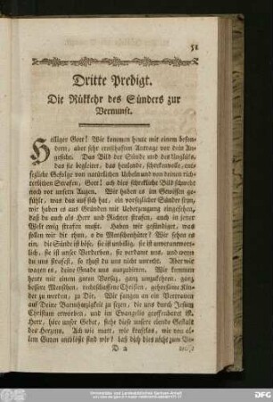 Dritte Predigt. Die Rükkehr des Sünders zur Vernunft.