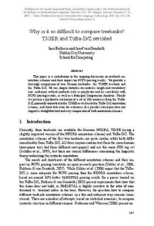 Why is it so difficult to compare treebanks? TIGER and TüBa-D/Z revisited
