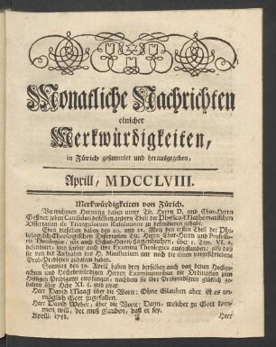 Aprill, MDCCLVIII