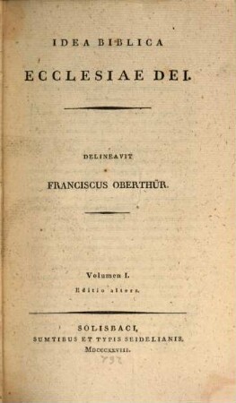 Idea Biblica Ecclesiae Dei, 1