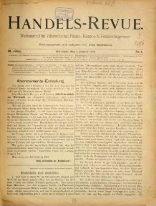Handels-Revue : Wochenschrift für Volkswirthschaft, Finanz-, Industrie- & Versicherungswesen. 3. 1896