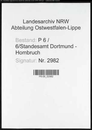 Sterberegister Standesamt Dortmund-Hombruch (XXIII)