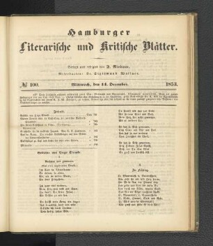 No. 100. 14. Dezember 1853
