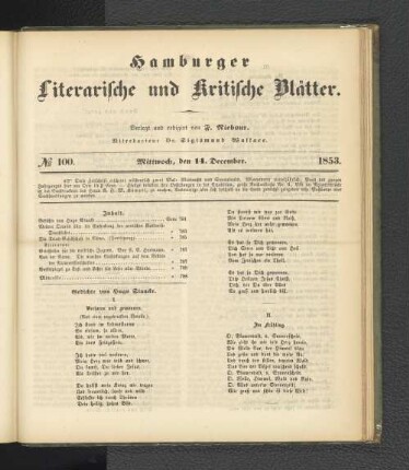 No. 100. 14. Dezember 1853