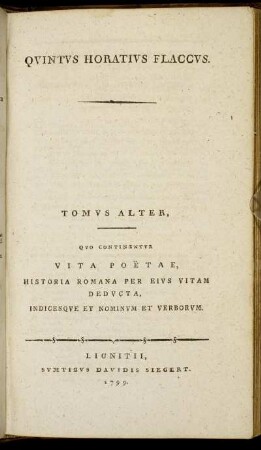2: Qvintvs Horativs Flaccvs. Tomvs Alter