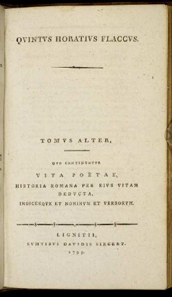 2: Qvintvs Horativs Flaccvs. Tomvs Alter