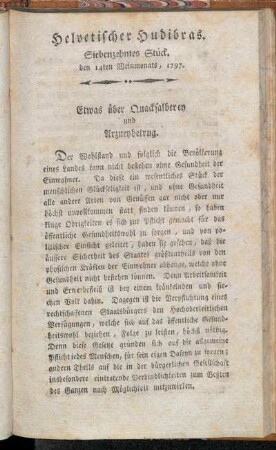 Helvetischer Hudibras. Siebenzehntes Stück. den 14ten Weinmonats, 1797.