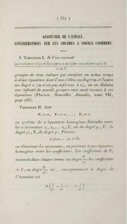 Geométrie de l'espace. Considérations sur les courbes a double courbure.