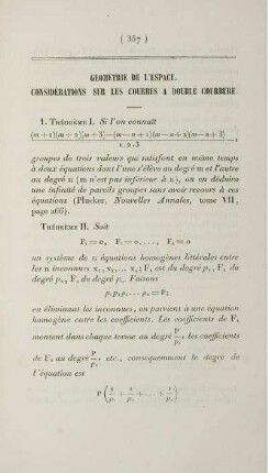 Geométrie de l'espace. Considérations sur les courbes a double courbure.