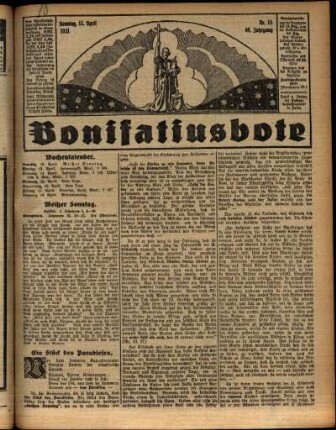 Erste Ausgabe vom Sonntag, den 12. April 1931.