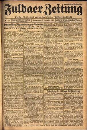 Erste Ausgabe vom Donnerstag, den 25. November 1926.