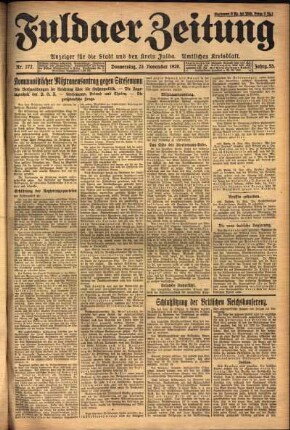 Erste Ausgabe vom Donnerstag, den 25. November 1926.