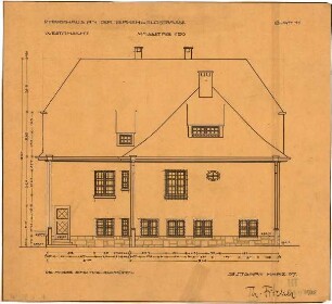 Fischer, Theodor; Stuttgart; Erlöserkirche - Pfarrhaus Westseite (Ansicht)