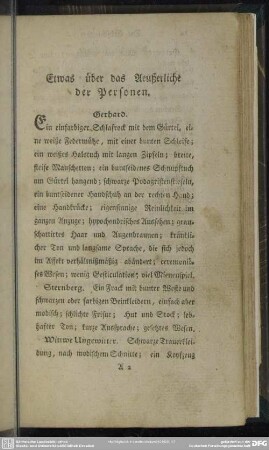 Etwas über das Aeußerliche Der Personen