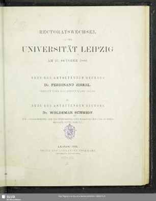 1885/86: Rektoratswechsel an der Universität Leipzig