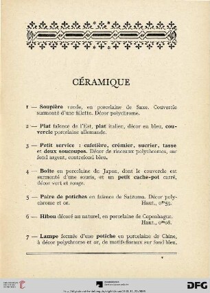 Céramique (Nr. 1-7)