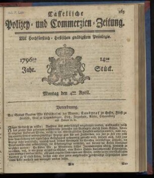 14tes Stueck, Montag den 4ten April. 1796