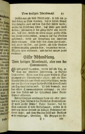 Eilfte Abhandlung. Vom heiligen Abendmahl, oder von der Communion