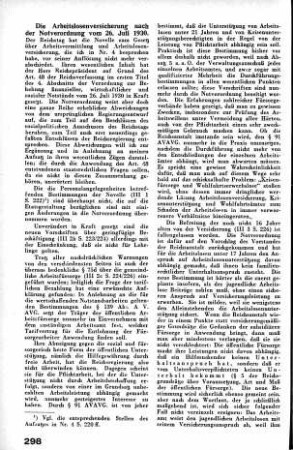 Kobrak: Die Arbeitslosenversicherung nach der Notverordnung vom 26. Juli 1930 [Allgemeines]