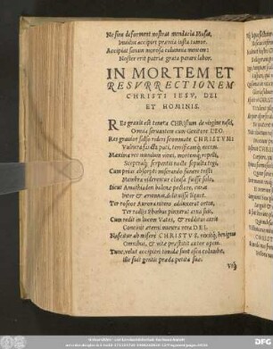In Mortem Et Resurrectionem Christi Iesu, Dei Et Hominis.