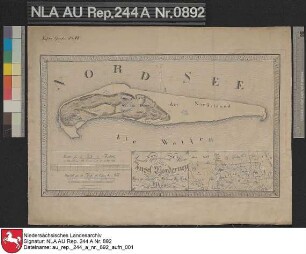 Die Insel NORDERNEY mit Einzeichnung der Ortschaft Norderney und der Dünen Druck von A. Papen Papier auf Leinen Format 68,0x36,0 M 1:31.380