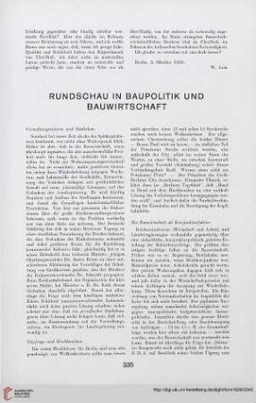Rundschau in Baupolitik und Bauwirtschaft