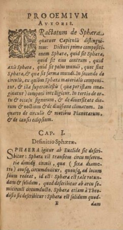 Cap. I. Definitio sphæræ.