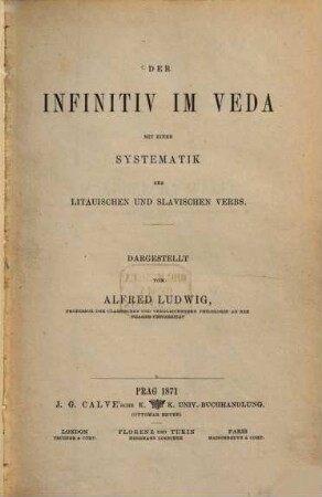 Der Infinitiv im Veda : mit einer Systematik des litauischen und slavischen Verbs