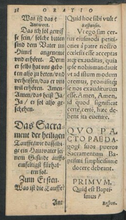 Das Sacrament der heiligen Tauffe/ wie dasselbige ein Hausvater seinem Gesinde auffs einfeltigst fürhalten sol ...