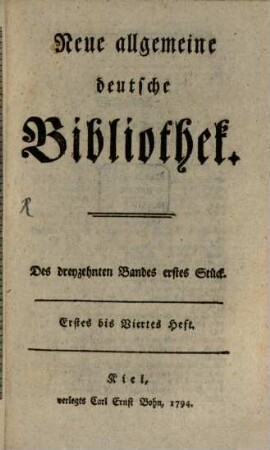 Neue allgemeine deutsche Bibliothek. 13. 1794