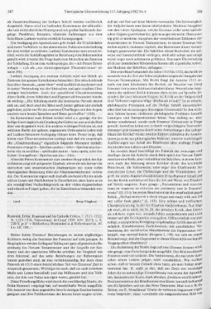 287-289 [Rezension] Rummel, Erika, Erasmus and his catholic critics