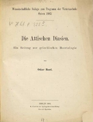 Jahresbericht der Victoriaschule, Berlin. 1883