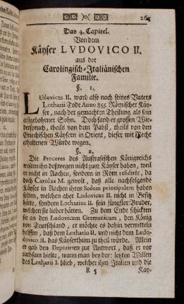 265-280, Das 4. Capitel von dem Kaiser Ludovico II. aus der Carolingisch-Italianischen Familie