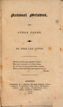 National Melodies and other Poems