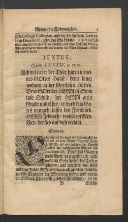 Textus, Psalm. LXXXIV, 11. 12. 13.