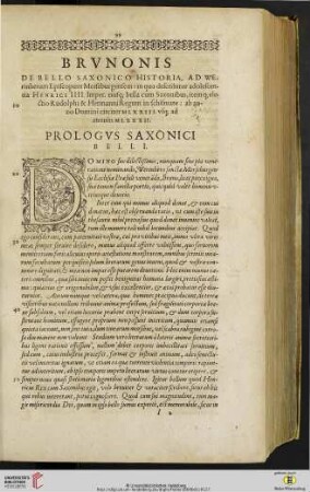 Brunonis de Bello saxonico Historia, ad Werinherum Episcopum Merseburgensem
