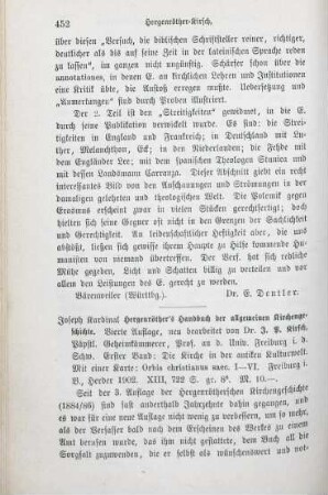 452-456 [Rezension] Hergenröther, Joseph, Die Kirche in der antiken Kulturwelt
