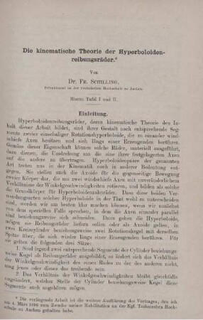 Die kinematische Theorie der Hyperboloidenreibungsräder.