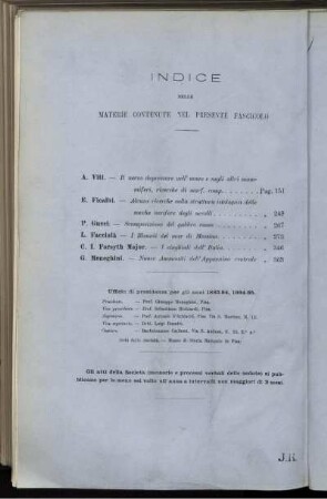 Indice Delle Materie Contenute Nel Presente Fascicolo