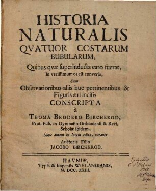 Historia naturalis quatuor Costarum bubularum