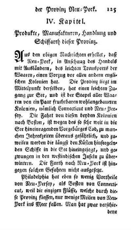 IV. Kapitel. Produkte, Manufakturen, Handlung und Schiffarth dieser Provinz.