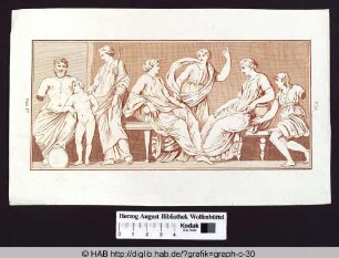 Ein antikes Relief mit sieben Göttern