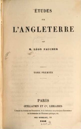 Etudes sur l'Angleterre, 1