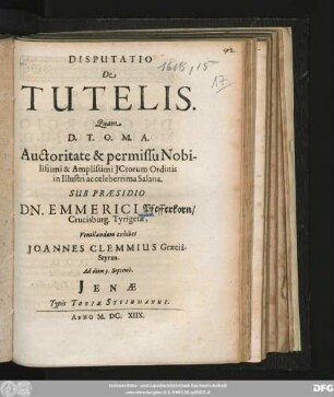 Disputatio De Tutelis